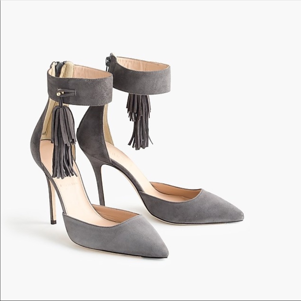 NWT - J Crew Suede Ankle Cuff Tassel Pumps / Heels